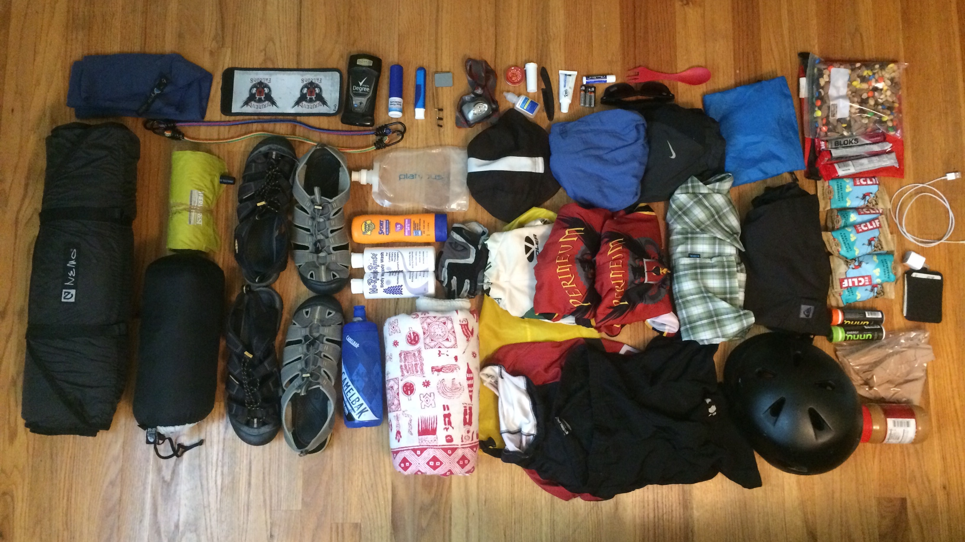 My RAGBRAI packlist laid out for display