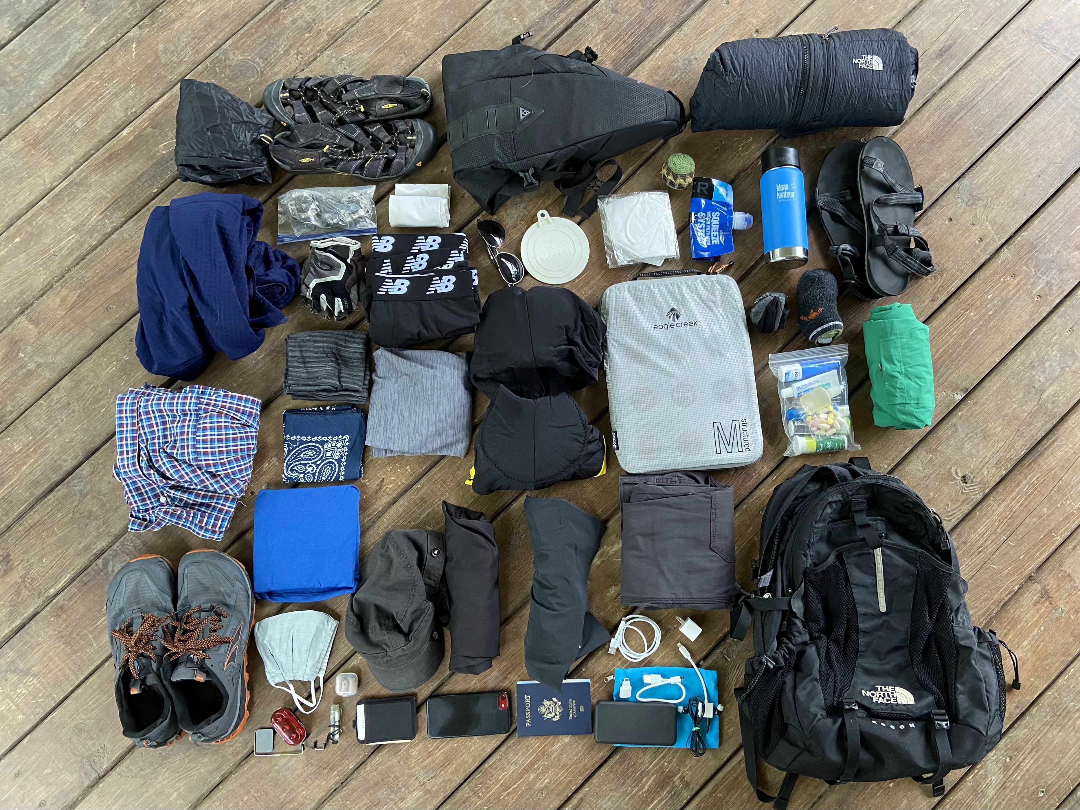 My Switzerland pack list items laid out for display