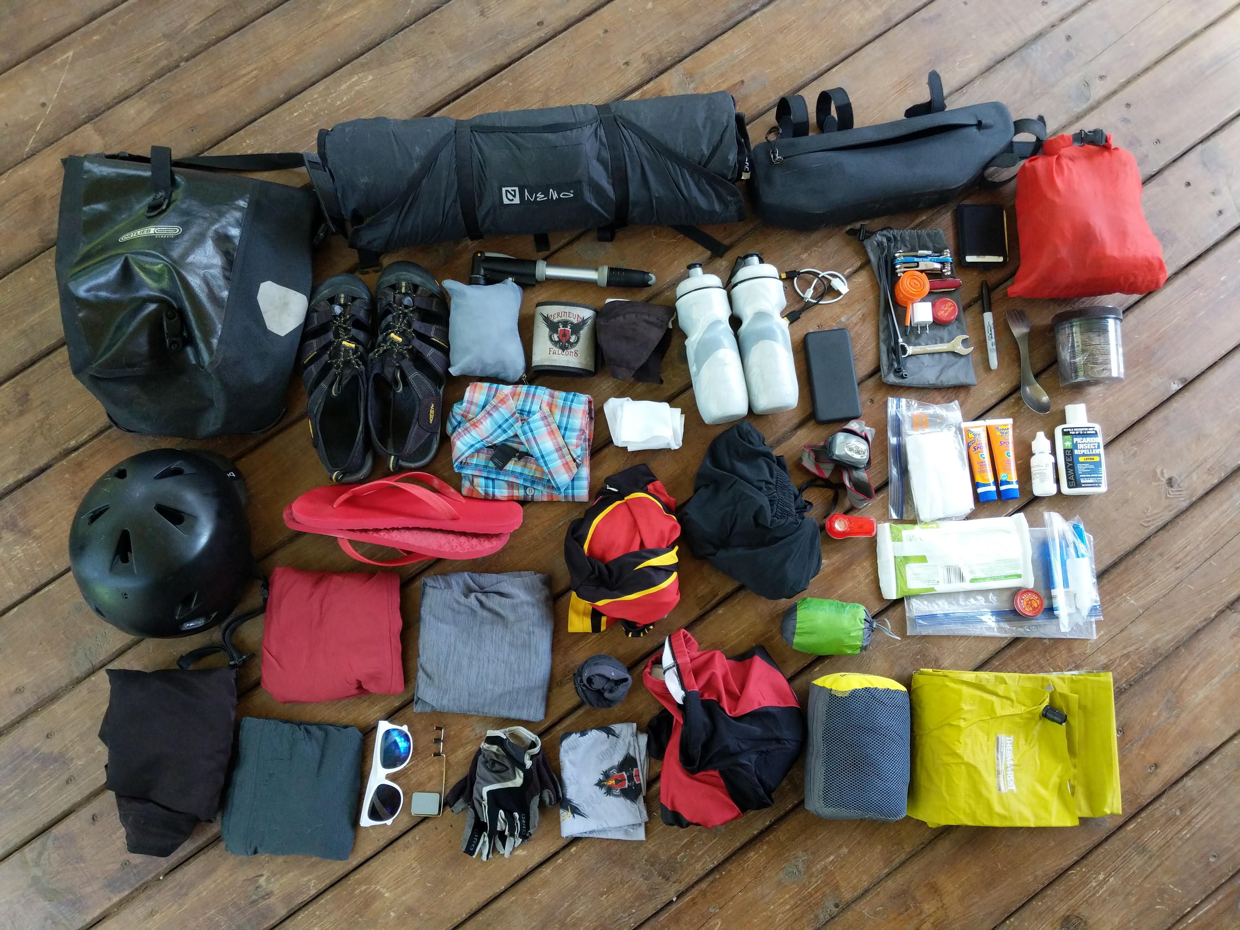 My RAGBRAI packlist laid out for display